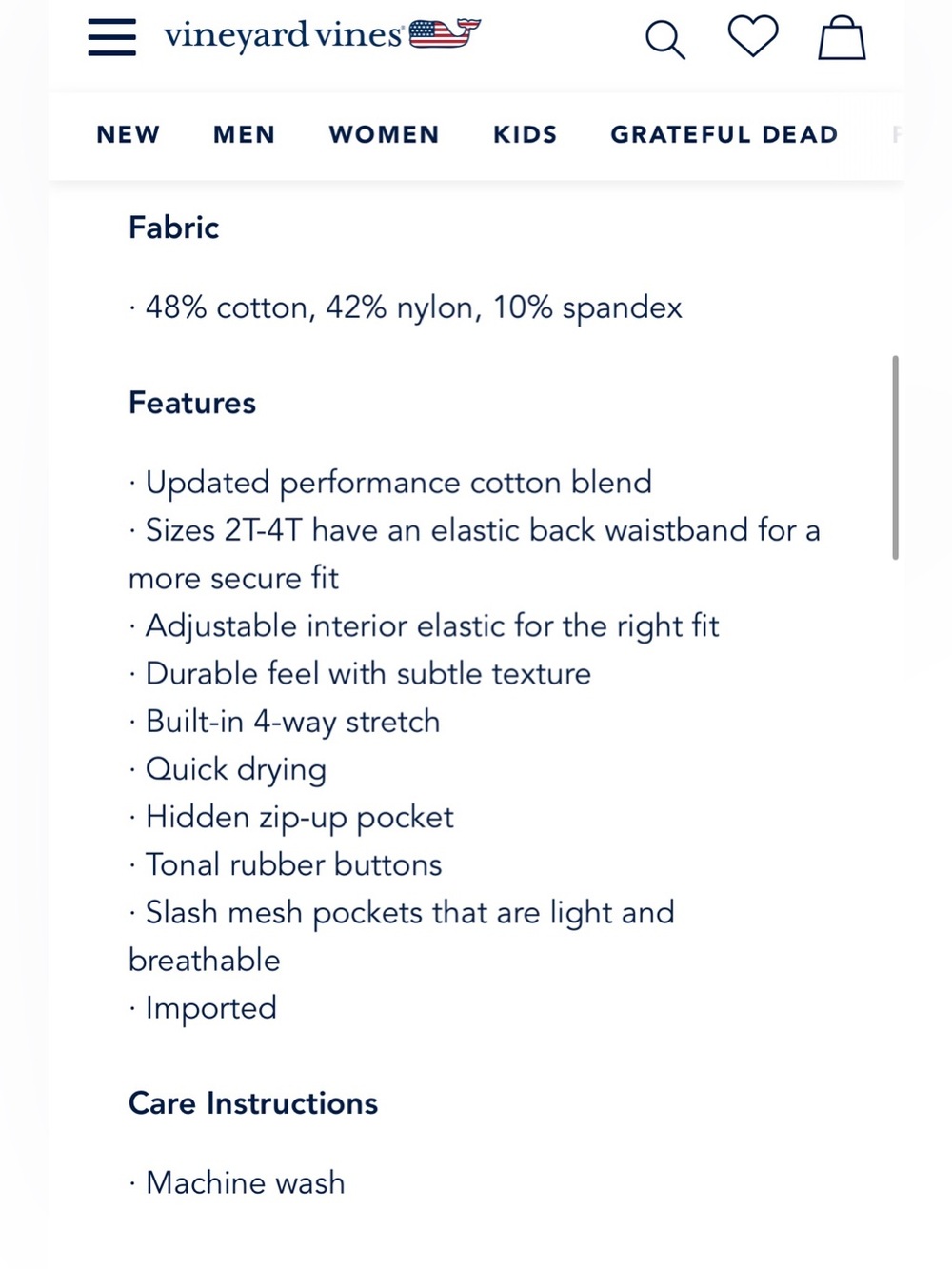 Vineyard Vines Boys’ Performance On-The-Go Pants in Khaki, Size 18 - Picture 9 of 9